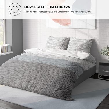Комплект постільної білизни Premium 155x200 см, 100% бавовна Renforcé, гіпоалергенна та дихаюча, сертифікат ÖKO-TEX, з блискавкою, 2 предмети (підковдра + наволочка 80x80), Колір: Блакитний/Сірий