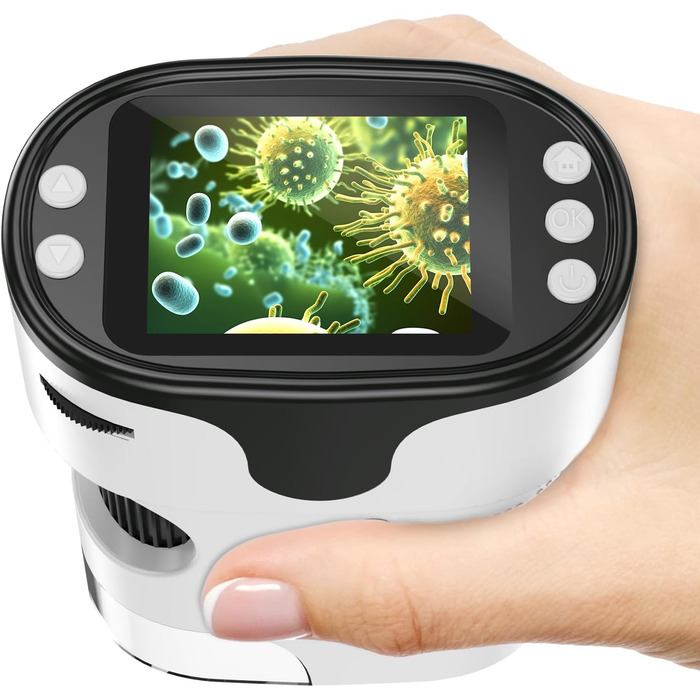 Дитячий цифровий мікроскоп 1000X Handy з 4K екраном 2.0', USB, для дітей 4-12 років, набір для науки, з предметними скельцями
