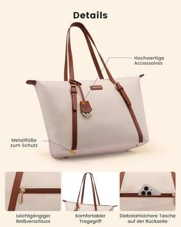 Сумка для ноутбука LOVEVOOK жіноча велика шопер для роботи, університету, школи (бежева, 15.6 дюймів)