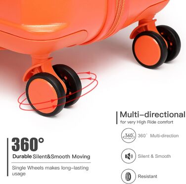 Чемодан British Traveller для ручної поклажі, середній, 64*43*26.5 см, з TSA-замком, ABS+PC, помаранчевий