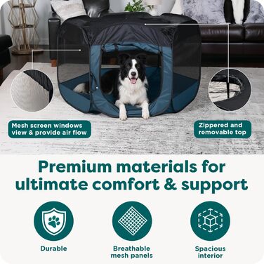 Будинок для собак та котів Furhaven – вольєр-стінка, ігровий майданчик, намет, великий (Сірий камінь, Extra Large)
