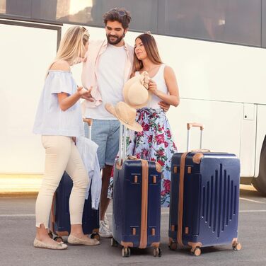 Набір валіз LEADZM 3 шт. з захистом кутів, ABS, телескопічний ручка, ручна поклажа, контрастне кольорове рішення (кремово-білий)