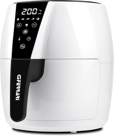 Фритюрниця без олії G3 Ferrari Friggisano Easy, 1500 Вт, 4.8 л, 6 програм, цифровий дисплей, антипригарне покриття, білий/чорний колір