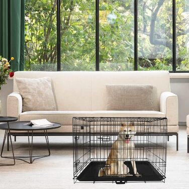 Клітка для собак 60x43x48 см, складана переноска з металу для собак, 2 дверцята, переноска для тварин, авто-переноска, клітка для собак Small