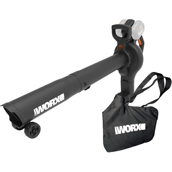 WORX WG583E.9 40V(2x20V) Cordless Leaf Blower/Vacuum - 2 in 1 for Raking & Vacuuming Leaves - 35L Collection Bag - No Battery or Charger Included, Black / Orange