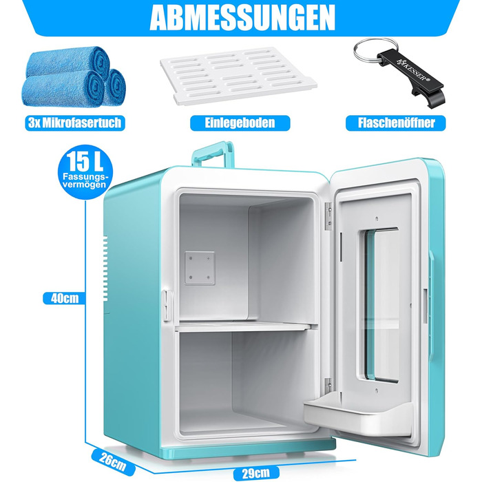 KESSER® Міні холодильник/термобокс 2в1, 15л, 220-240V/12V, для авто, офісу, кемпінгу, блакитний