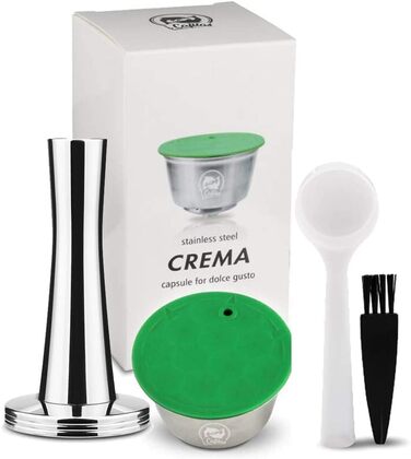 i Cafilas Reusable Capsule for Dolce Gusto, Capsule Filter, compatible with Dolce Gusto, with coffee spoon, brush (Tamper + Capsule)