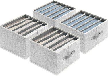 4 Piece Drawer Organizer, Jeans Closet Organizer, Foldable Storage Box with Compartments for Storing Clothes, Jeans, Shirts, Blankets, Underwear (12in. 4 Pack, Assorted)