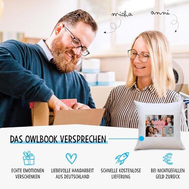 Персоналізована подушка з фото у формі серця OWLBOOK – оригінальний подарунок для жінки, фотокришка з 4 зображеннями