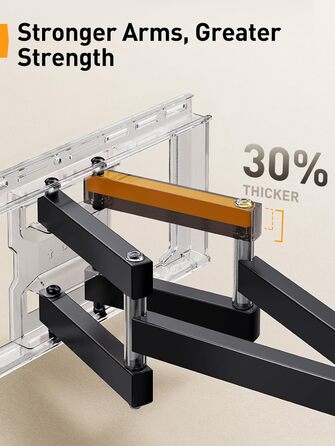 Кріплення для телевізора Perlegear PGLF8: 42-90 дюймів, до 68 кг, подвійні шарніри, регулювання, нівелювання, VESA 600x400 мм