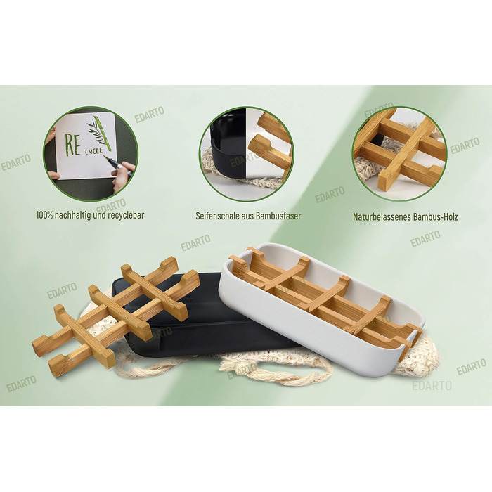 Набір для миття рук: мильниця з бамбука та кукурудзяного крохмалю + 2 мішечки для мила