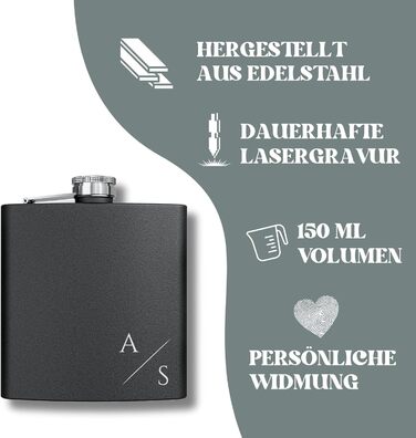 Набір фляг з гравіюванням - персоналізований з іменем - ідеальний подарунок на весілля та для чоловіків - нержавіюча сталь (Дизайн 8)