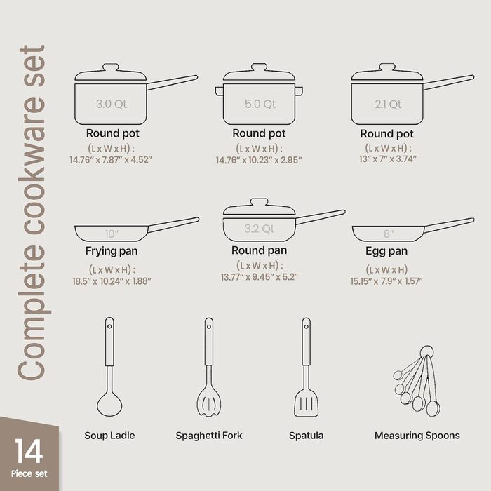 Набір посуду 14 предметів з антипригарним покриттям Cookware Set – каструлі з кришками, сковороди для газових, електричних, керамічних та індукційних плит – чорний колір