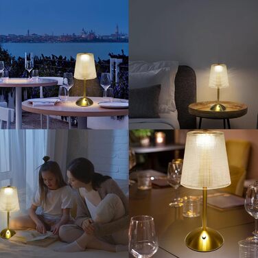 Настільна лампа Starnearby бездротова LED акумуляторна, золота. Лампа нічна з димером та сенсорним керуванням для спальні, ресторану, офісу