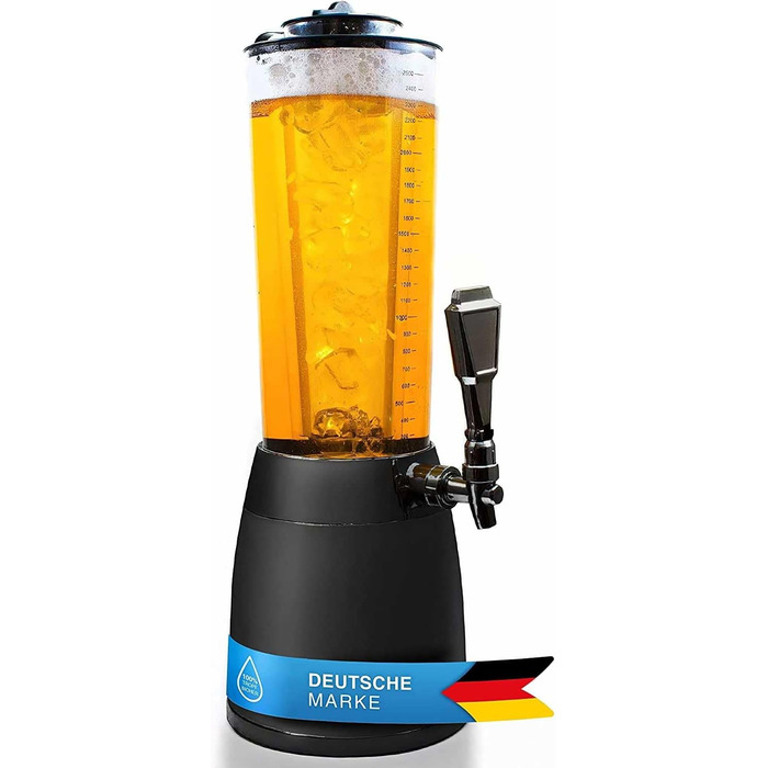 4.0L Beer Tower Draft Tower Kult Beer Tower Drinking Tower Beverage Dispenser Beverage Tower with 1.3L Ice Cooling (1x Beer Tower Black)