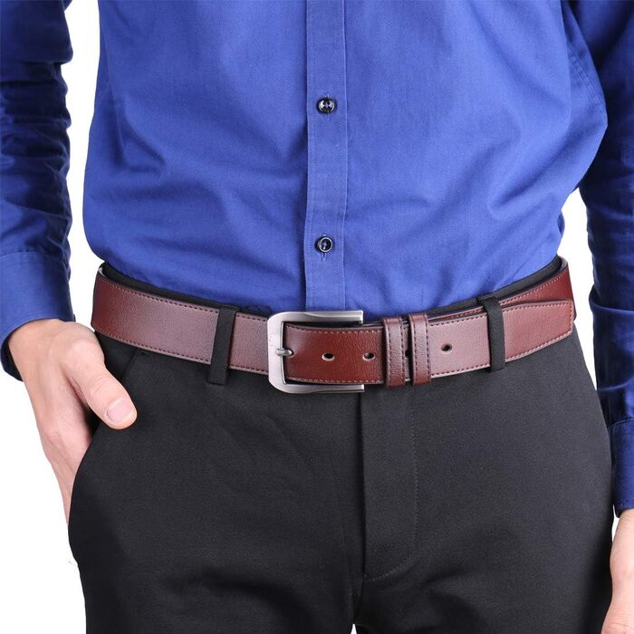 Чоловічий шкіряний ремінь Beltox Fine Casual Jeans, ширина 38 мм, пряжка з металевого сплаву, для джинсів та повсякденного носіння, кольори: Braun, Kaffee, розмір 44-46