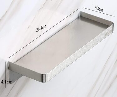 Self-adhesive bathroom shelf, stainless steel, wall mount, shower shelf, rust-proof storage for bathroom & kitchen, brushed finish