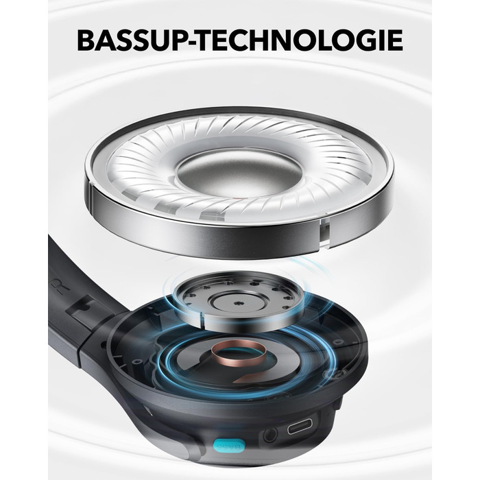 Soundcore Q11i Бездротові навушники-маніжки Anker з глибокими басами, 60 годин відтворення, Hi-Res Audio, знімні амбушури, Multipoint-з'єднання, чорний