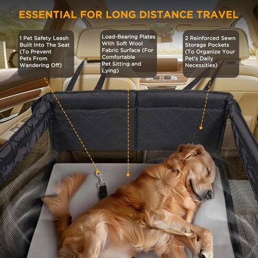 Автокрісло для собак великих та середніх порід – водонепроникне, з жорстким дном, вентиляційними вікнами та кишенями для зберігання