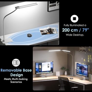 Лампа настільна EYOCEAN з двома головками, 24W, 80 см, денне світло, з пультом, регулювання яскравості, захист очей, для офісу та дому