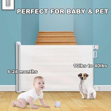 Зсувна захисна сітка для дитячих воріт та домашніх тварин, 55 см, 83 см, біла