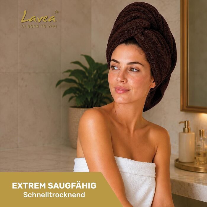 Набір махрових рушників Lavea Elena (4 шт.), 100% бавовна, гігроскопічні та м'які, для рук та гостей, коричневі, 50x100 см