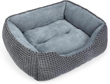 JOEJOY Dog Bed, Medium Dogs, Washable Dog Basket, Fluffy, Non-Slip Plush Dog Bed, 63x53x20cm, Dog Beds for Small and Medium Dogs and Cats (L 51 x W 48 x H 15 cm, Grey)
