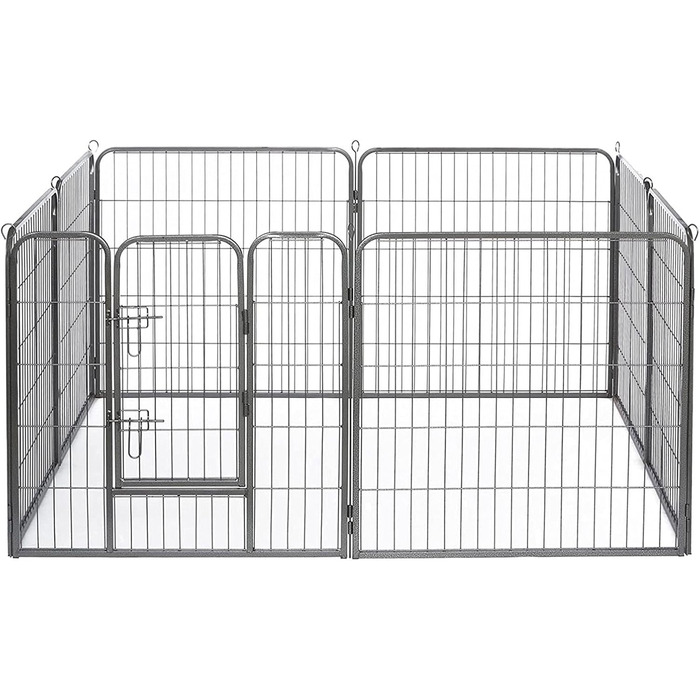 Lionto Загін для цуценят та дрібних тварин з міцного металу, 80x80 см, розширюваний загін для цуценят у квартиру, огорожа для собак у сад, з дверцятами з замком, стійкий до погодних умов, 8 елементів (розмір 3: Ш 77 см / В 100 см)