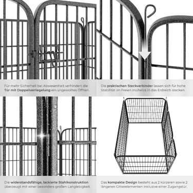 Тектейк вольєр для цуценят, 60 см, 8 грат, чорний - 402502