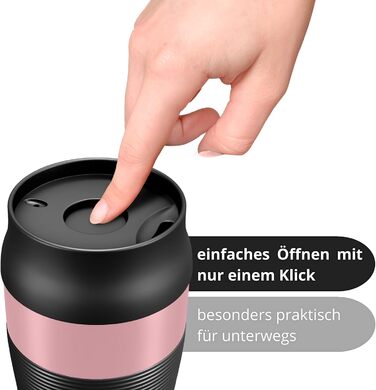 Термокружка для кави To-Go з нержавіючої сталі, 360 мл, рожева | Зберігає тепло 4 години, холод 8 годин | Без BPA, витікання неможливе
