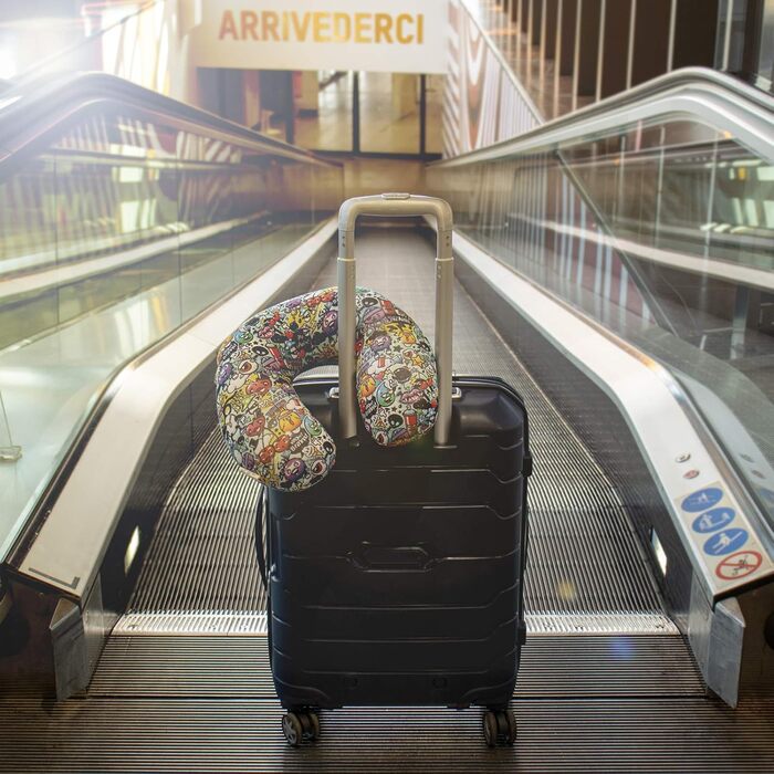 Подушка для подорожей I-TOTAL® з підтримкою шиї, м'яка, з принтом графіті