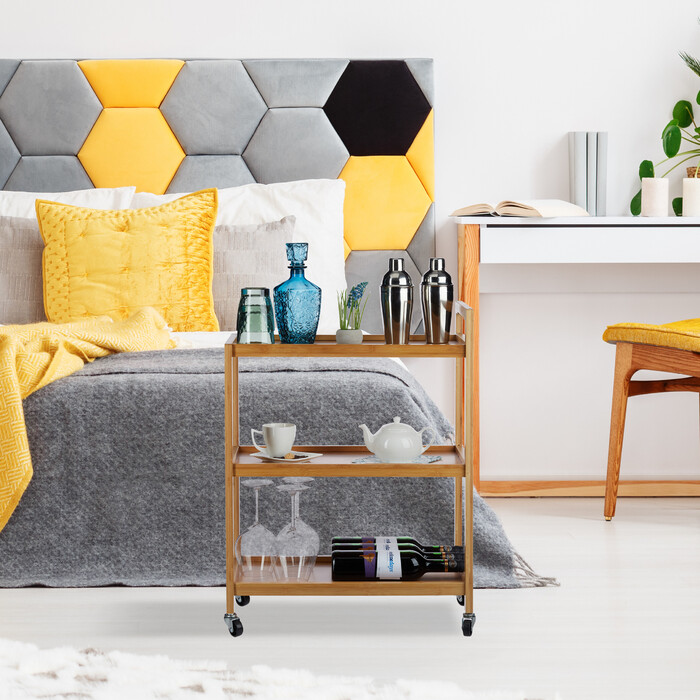 Relaxdays Serving Trolley Bamboo