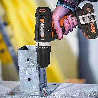 WORX NITRO WX352 акумуляторний ударний дриль-шуруповерт 20V - безщітковий двигун - для шурупування, свердління та ударного свердління - 60Nm - 2-швидкісне редуктор - з LED-підсвіткою - комплект з 2x20V 2Ah акумуляторами та 2A швидким зарядним пристроєм