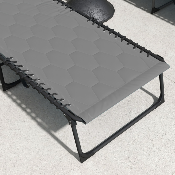 Шезлонг Outsunny, розкладний, з подушкою, стійкий до погодних умов; 188 x 65 x 36 см, сірий + чорний