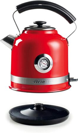 Електричний чайник Ariete Moderna 2854, 1.7 л, червоний, з термометром та індикатором рівня води
