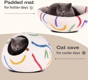 Кішка ліжко MEOWFIA, висока, екологічна, з 100% мериносової вовни, для котів та кошенят (Сірий Хеграу), Tucson Sunset, L