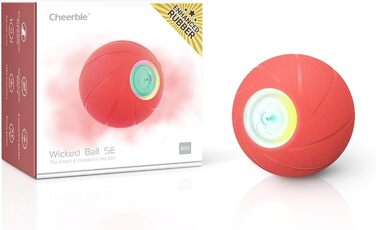 Інтерактивна іграшка для собак Wicked Ball, саморухомий м'яч з LED, 3 режими, червоний
