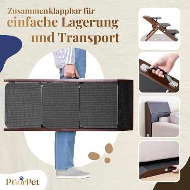 Сходинки для собак на ліжко та диван 2-в-1 - регульована рамка для собак, 18-50 см - для маленьких собак - легка переносна сходинка з платформою, натуральний колір (коричневий)