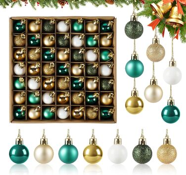 Набір прикрас для ялинки Agoer 100 шт. - кульки для ялинки з блискітками, пластикові, блакитні. Набір ялинкових прикрас для святкування Різдва та Нового року (зелені, золоті, білі, 3-4 см)