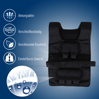 HOMCOM 30 kg Weight Training Vest - Adjustable Weight Vest for Strength Training, Oxford and Iron, Black, 36x52cm
