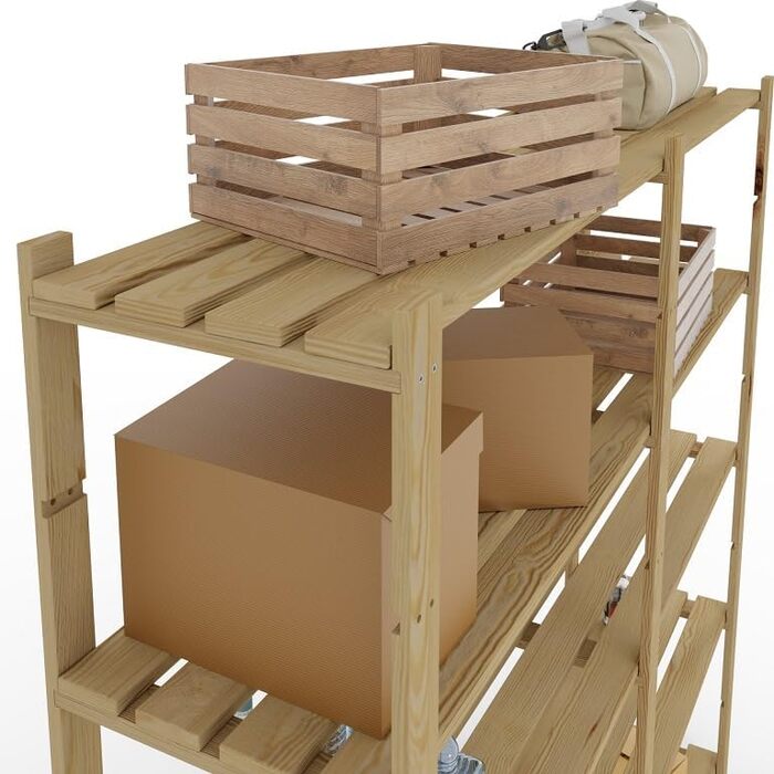 Lenmar Series B Wooden Shelf, Pine, Wood, Light Beige, B-20 170 x 80 x 40 cm, 5 Shelves, Bookcase, Wooden Shelf, Standing Shelf, Wall Shelf, Shelf with 5 Shelves, Office Shelf, for Living Room, Storage Shelf (B-30 170 x 150 x 40 cm 5 Shelves)