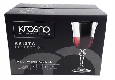 Келихи для червоного вина Krosno Krista, прозорі, 220 мл, 6 шт.