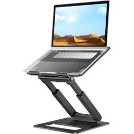 Adjustable Laptop Stand for Desk - Telescopic & Ergonomic Design - Fits 10-17 inch Laptops (Black)