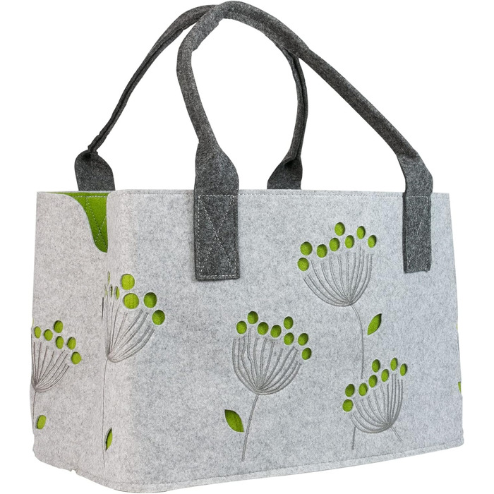 GILDE Felt Bag Dillblüte (Dill Flower), 41 cm, Shopping Bag/Wooden Bag/Beach Bag - tear-resistant & carries a lot of weight - safely cushions your purchases and has plenty of storage space (Light Grey)