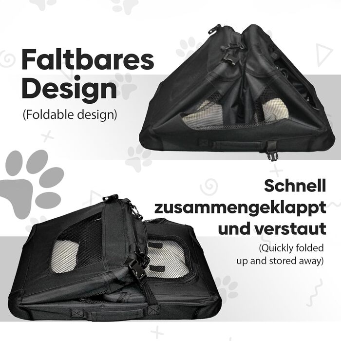 Транспортна переноска для собак та котів DEFACTO, XXL, 91x63x63 см, чорна