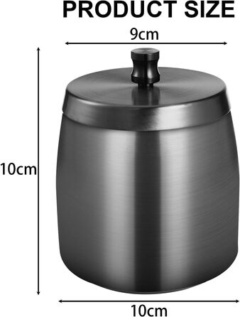 Склянка для сигарет на вулицю з кришкою, нержавіюча сталь, чорна. Антиковзаюча основа для використання на вулиці та в приміщенні