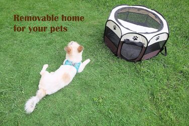 Переносне огорожа для тварин, вольєр для собак та котів, кроликів, тренувальний намет для домашніх тварин, для дому та вулиці (Розен), коричневий