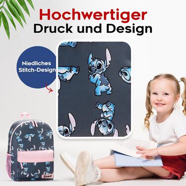 Рюкзак Disney Stitch для дівчаток: шкільний, спортивний, для подорожей - рожево-синій (40x30x15 см)