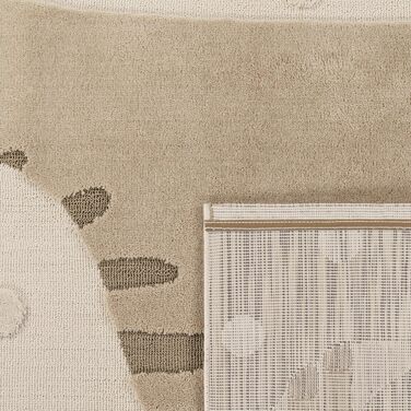 Дитячий килим Paco Home Kinderteppich 80x150 см, бежевий з левами, 3D ефект, м'який, гіпоалергенний, для дитячої кімнати