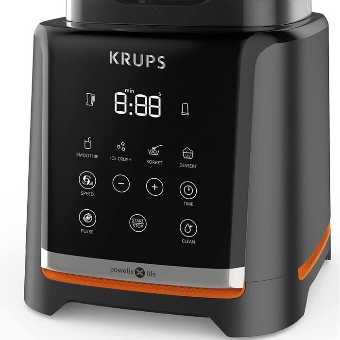 Krups Highspeed Stand Mixer InfinyMix KB9158 | 1600 W | 5 automatic programs + manual setting | Tritan container | includes recipe booklet | Smoothies, Shakes, Crushed Ice | Black
